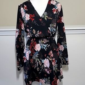 Women's Live 4 Truth forest fairy nature butterfly print faux wrap dress SZ M